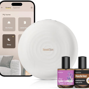 Smart Dual Fragrance Diffuser SF201S - Adjustable Natural Atomizer Essential Oil Kit with 120-Day Long-Lasting Aroma, LED Light, Ideal for Home, Hotel, Studio - Spike Lavender/Peaceful Rest